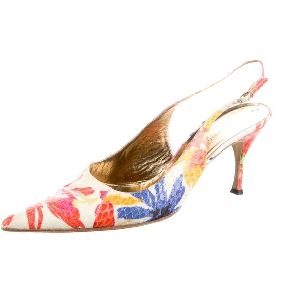 Dolce & Gabbana Snakeskin Multi Colored Slingback Heels - size 37 - Picture 11 of 11